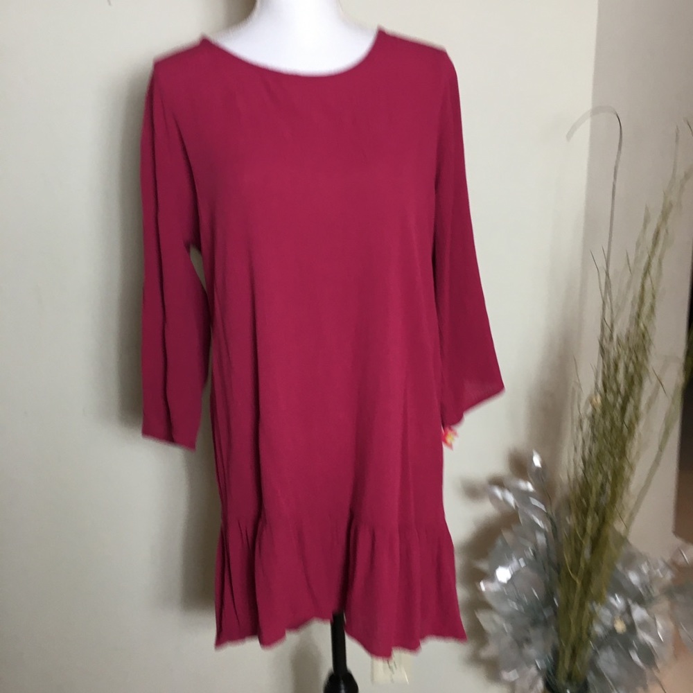 Beach XL Cover Up Vacation Festival Dress Tunic Pink Fringe Open Back Boho